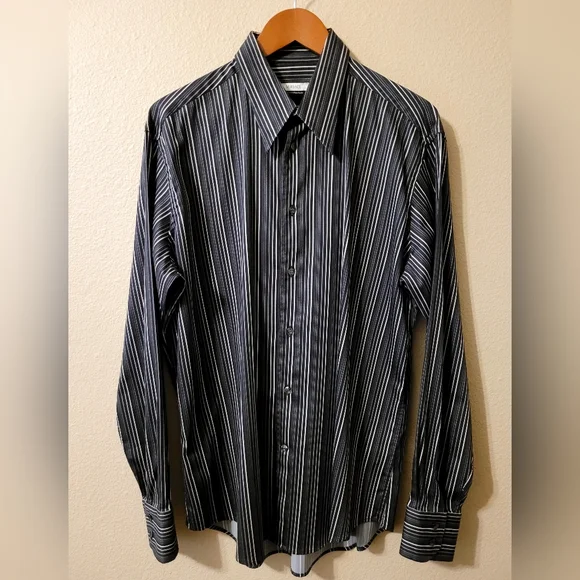 Versace | Shirts | Versace Black And White Striped Mens Shirt | Poshmark